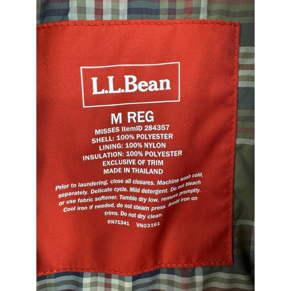 LL Bean Quilted Full Zip Vest Womens Medium Rust Brown Plaid Lined Cord Collar - Picture 8 of 10